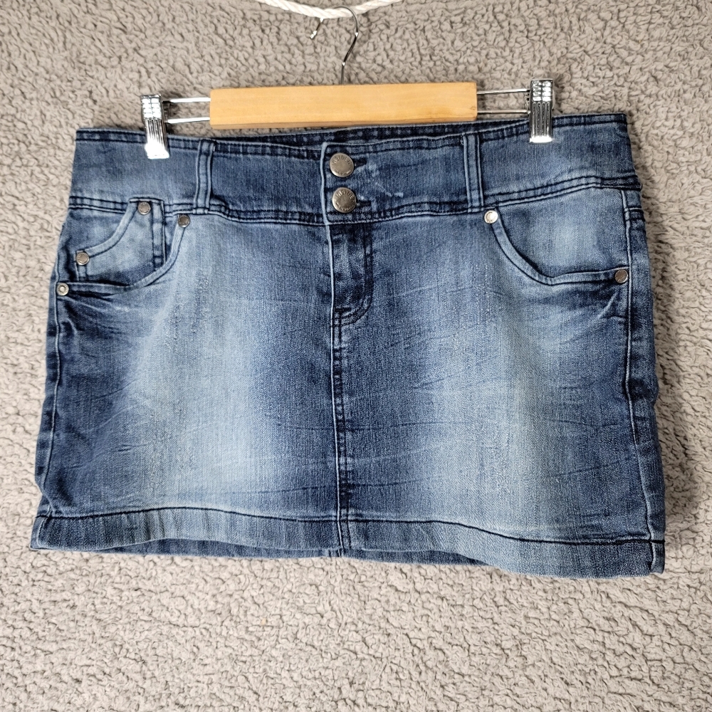 Insider Jean Mini Skirt Womens 13 Blue Faded Y2K Retro Style Stretch Denim